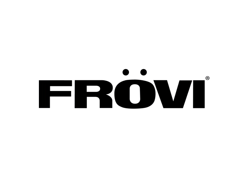 Frövi logo in black text with stylized umlaut, on a transparent background.